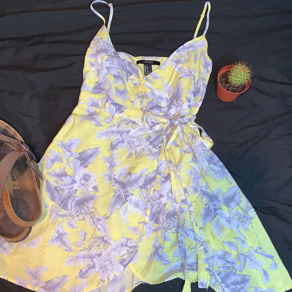 Yellow wrap dress